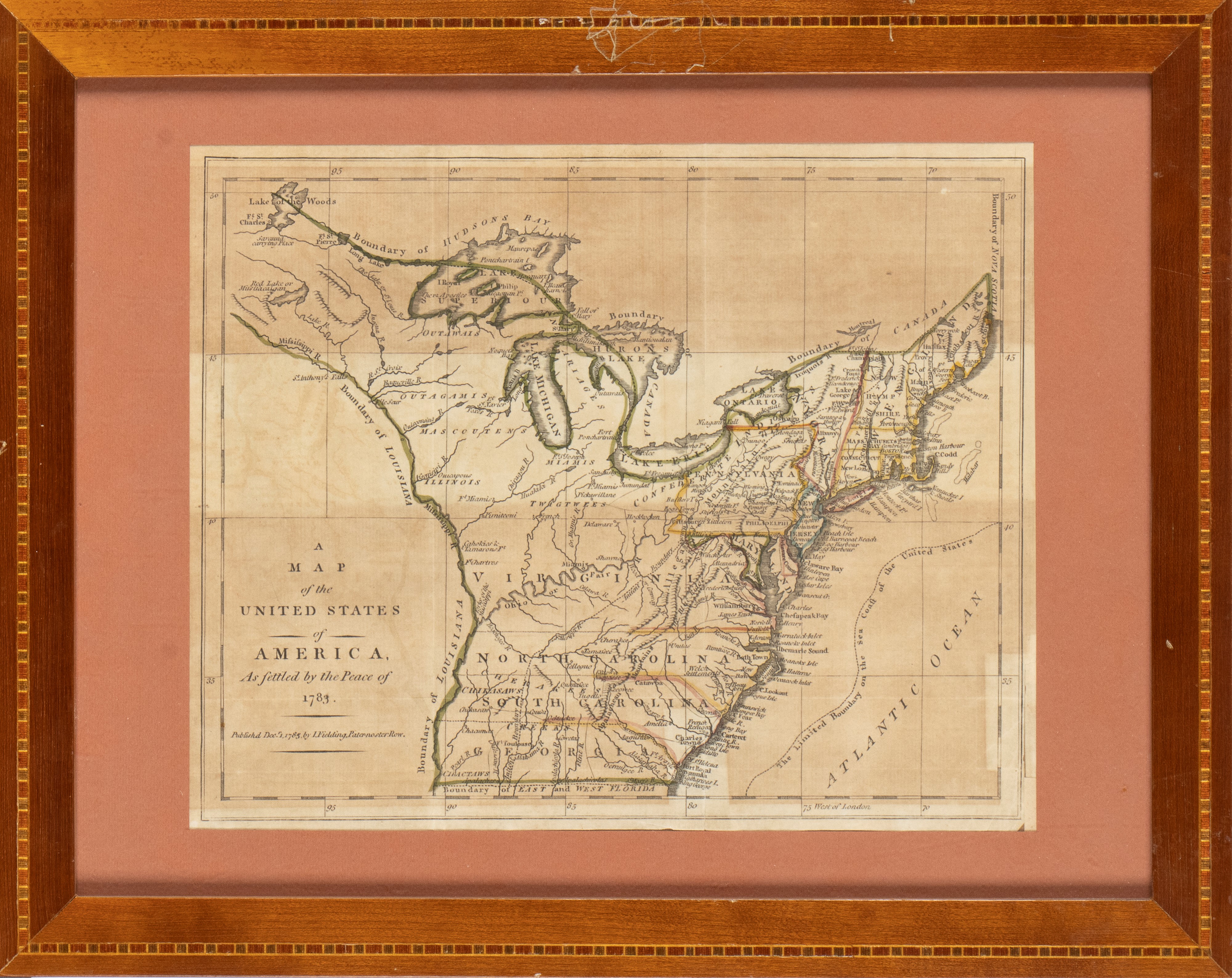 A Map Of The United States Of America As Settled By The Peace Of 1783.