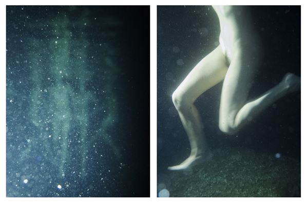 Martina Cirese - a) Figures Underwater #3. Lipsi, Greece, 2021; b) Woman Underwater #5. Marseille, France 2020. Dittico