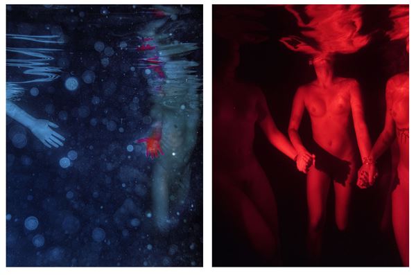 Martina Cirese - a) Figures Underwater #1. Marseille, France, 2021; b) Figures Underwater #2. Lipsi, Greece, 2021. Dittico