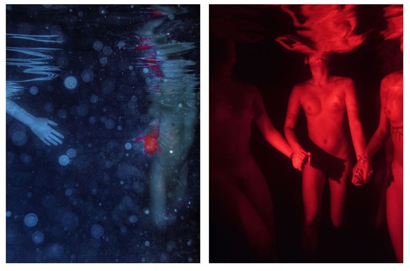 Martina Cirese - A) Figures Underwater #1. Marseille, France, 2021; B) Figures Underwater #2. Lip...