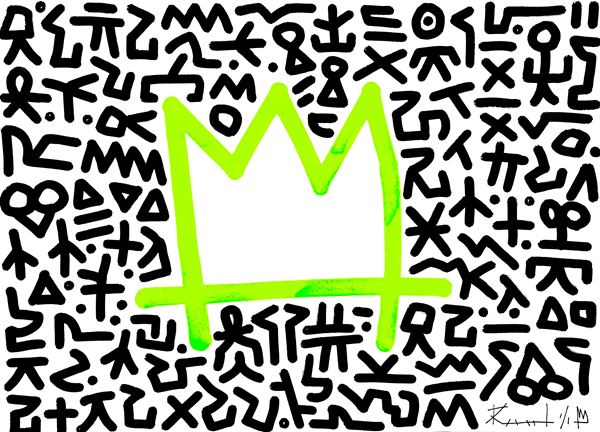 RAUL : The Crown Green  (2023)  - Acrilico su carta Canson 290 gsm   - Asta Brand New - 21st Century Art - Bertolami Fine Art - Casa d'Aste