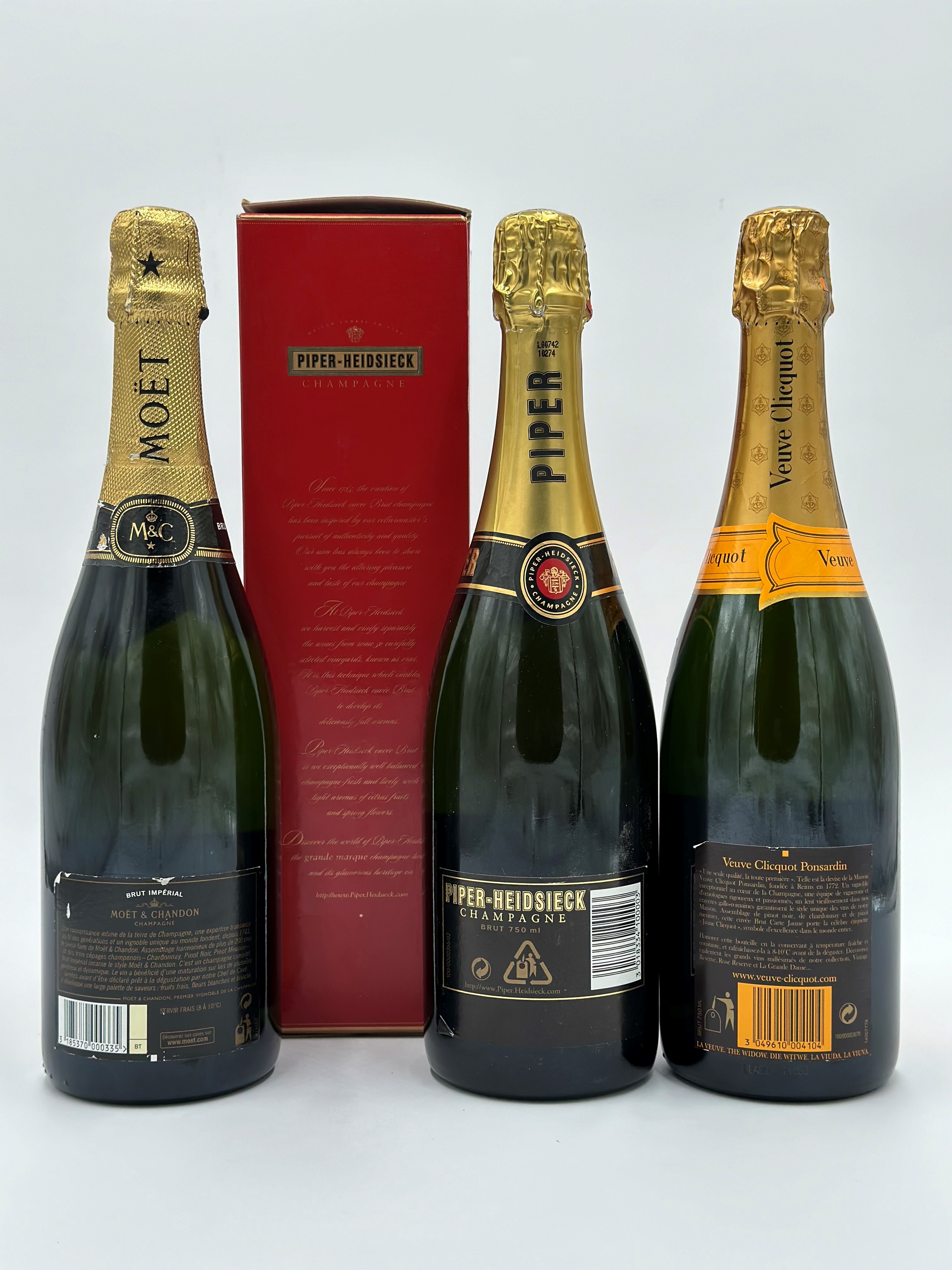 Moët & Chandon Brut Impérial - Veuve Clicquot Brut - Piper Heidsieck Cuvée Brut