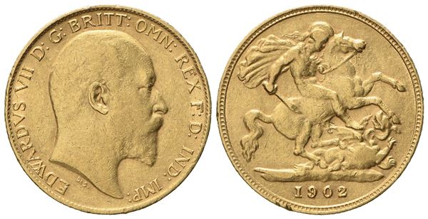 INGHILTERRA. Edoardo VII (1901 - 1910). Mezza sterlina 1902. Au 917 (3,97 g; 18,8 mm)