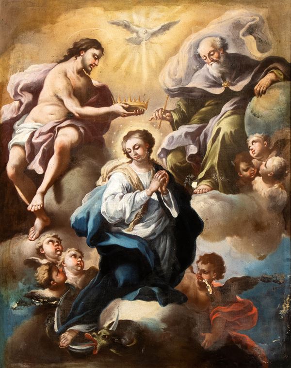 Artista napoletano, XVIII secolo - Incoronazione della Vergine