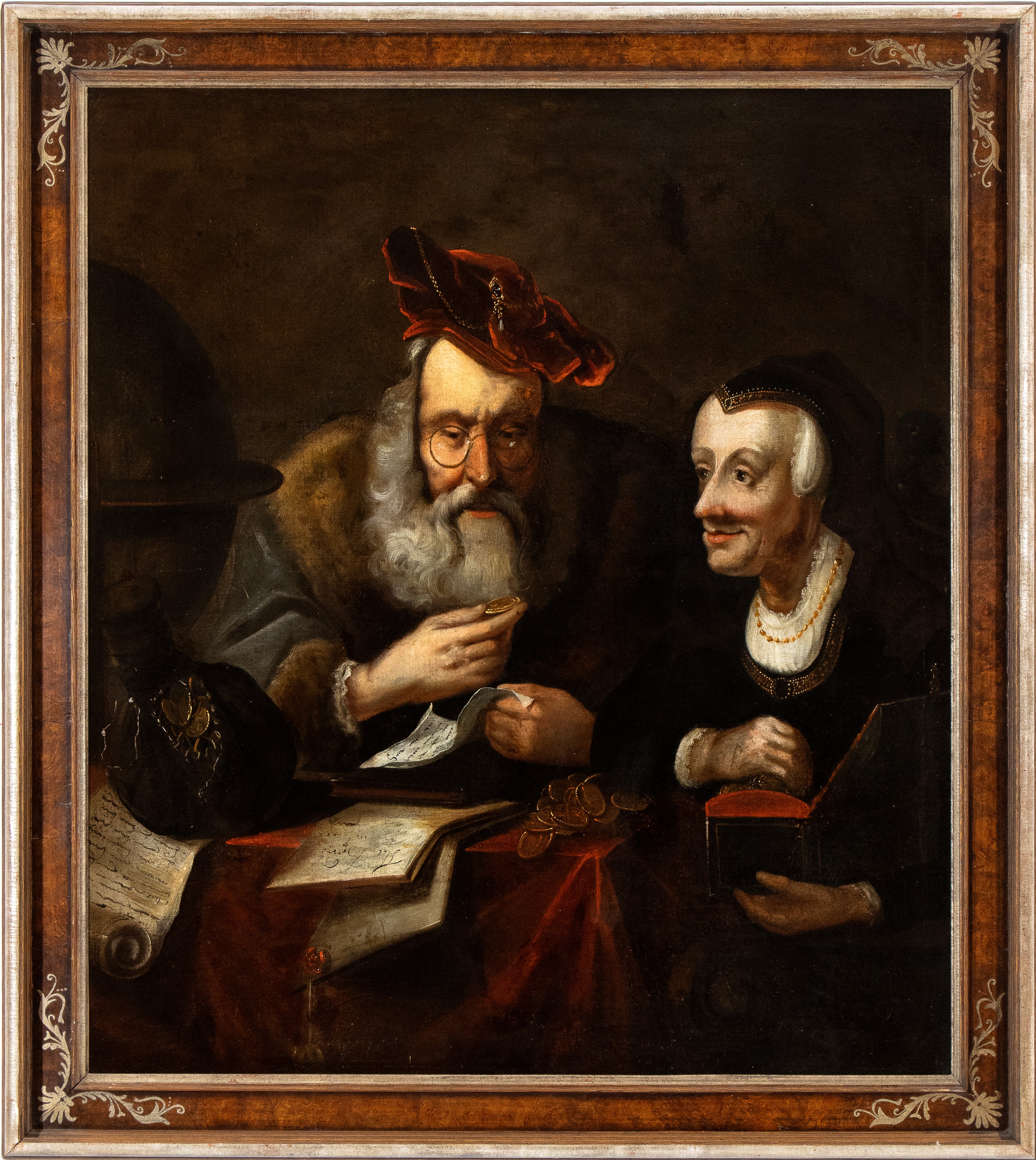 Artista Olandese, XVII - XVIII Secolo - L'usuraio e Sua Moglie