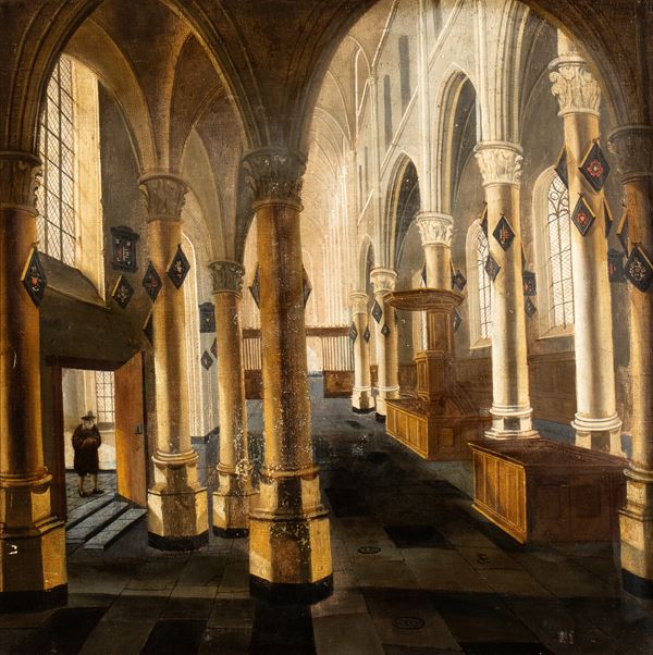 Artista olandese, XVIII secolo - Dutch church interior