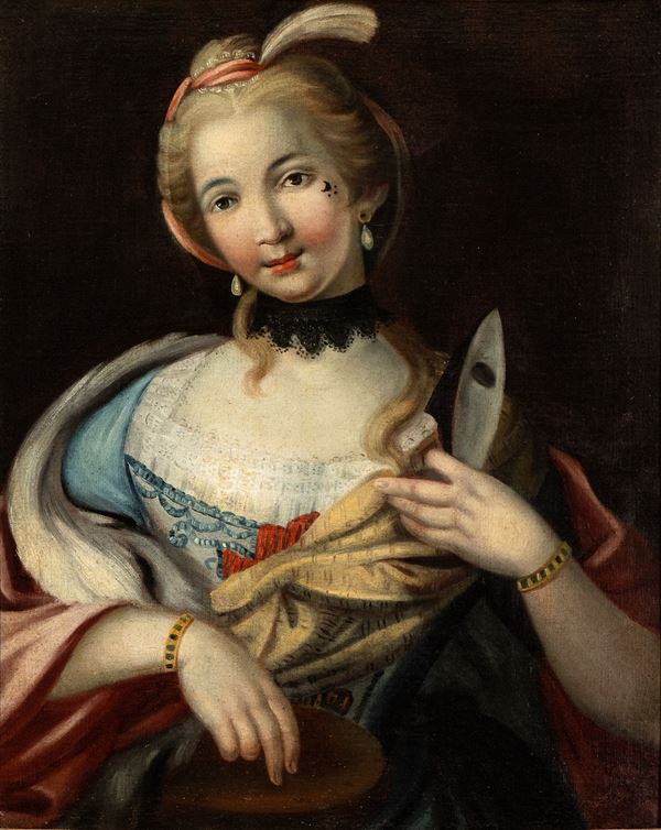 Artista veneto, fine XVIII - inizio XIX secolo - Portrait of a lady with mask 