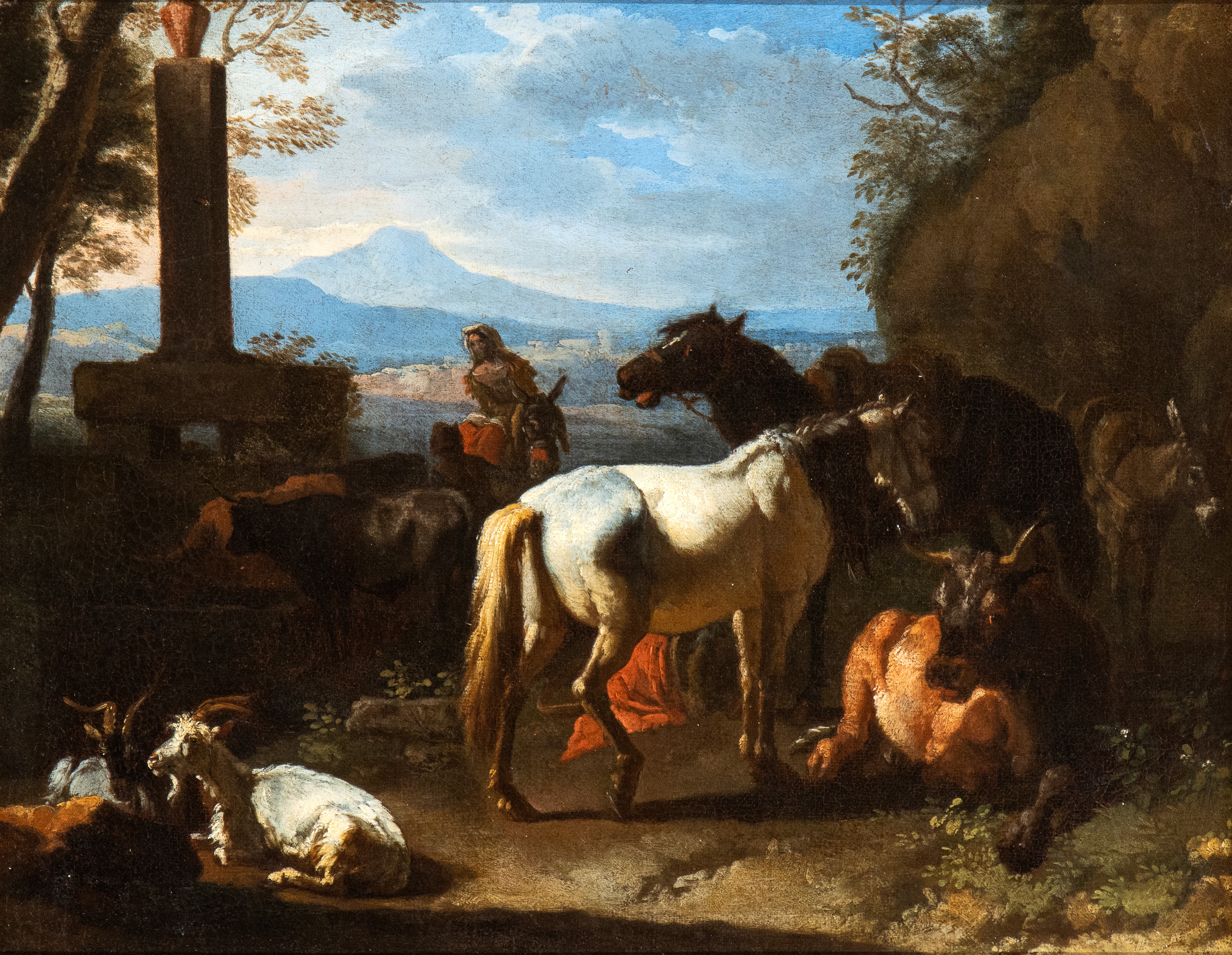 Pieter Van Bloemen lo Stendardo - A) Paesaggio con Pastorella, Cavalli e Armenti; B) la Bottega d...