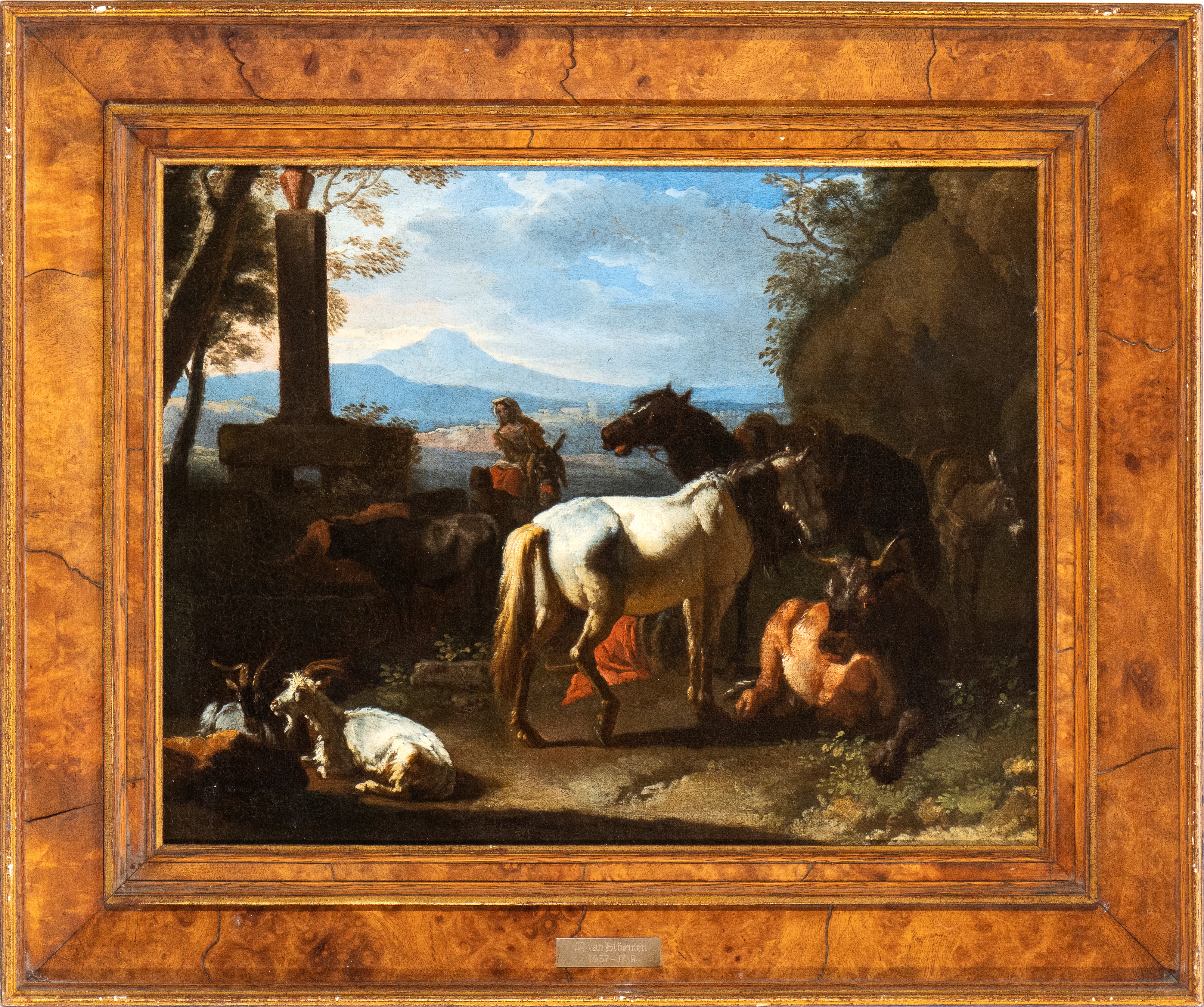 Pieter Van Bloemen lo Stendardo - A) Paesaggio con Pastorella, Cavalli e Armenti; B) la Bottega d...