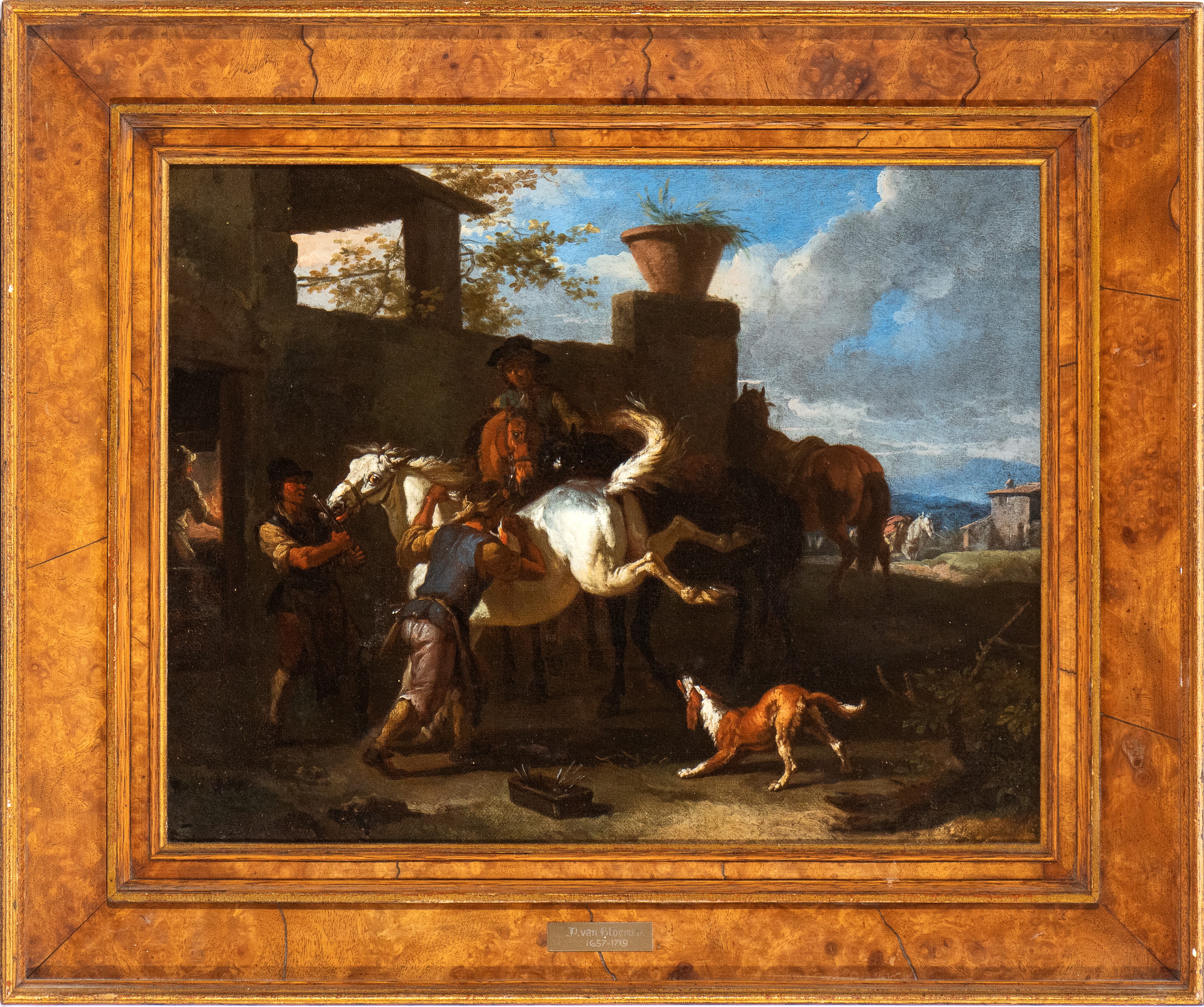 Pieter Van Bloemen lo Stendardo - A) Paesaggio con Pastorella, Cavalli e Armenti; B) la Bottega d...