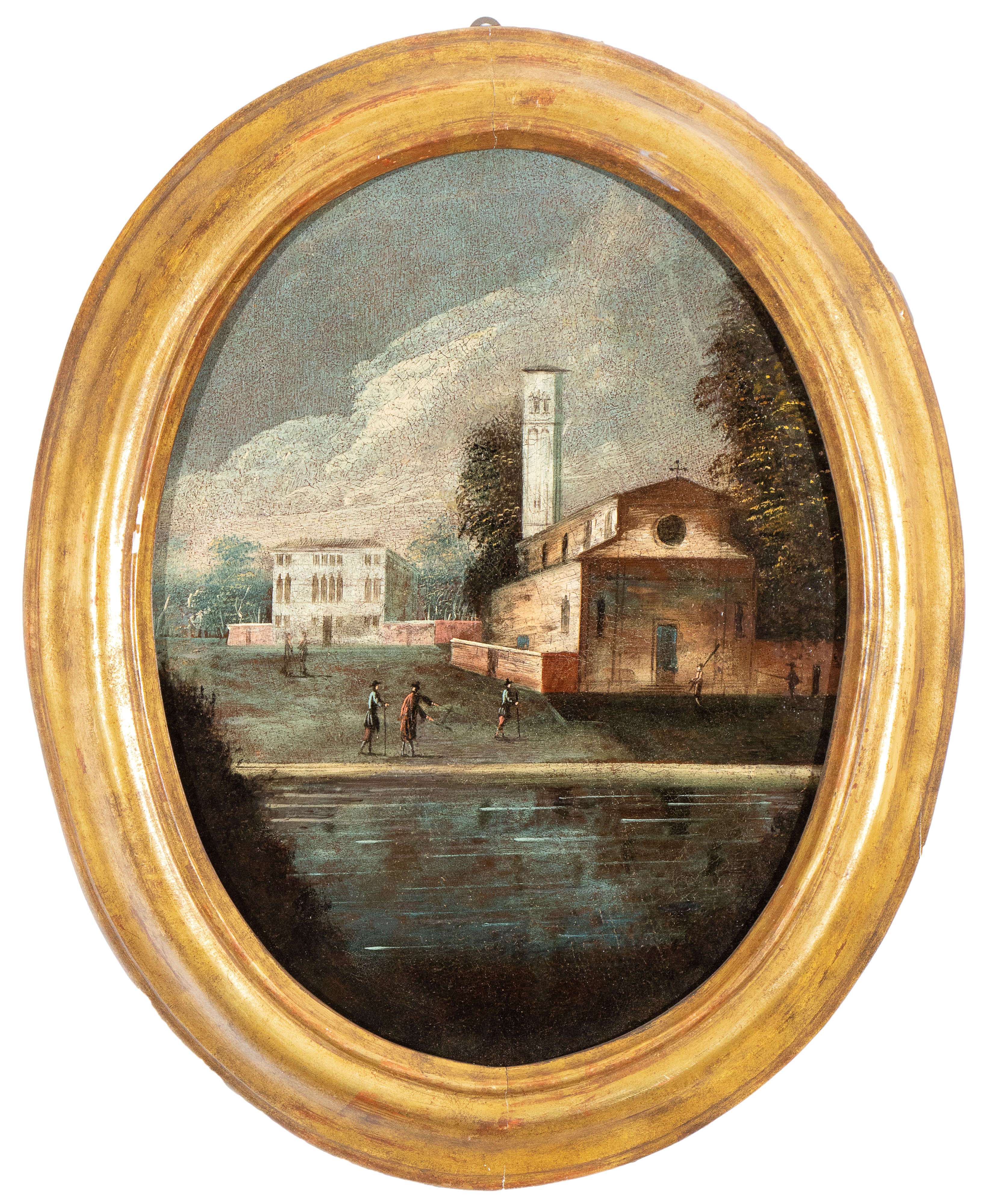 Artista Veneto, XVIII Secolo - Paesaggio Lagunare con Chiesa