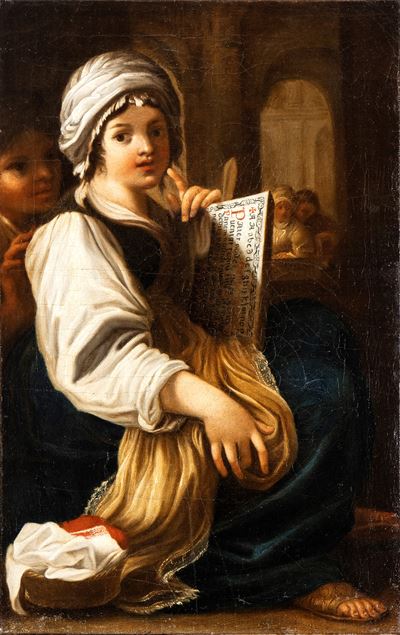 Scolara con Abecedario e Paternoster