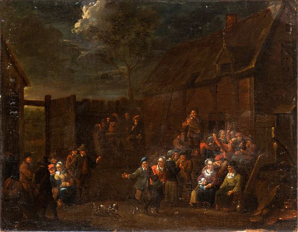 Artista fiammingo, XVII secolo - Village party