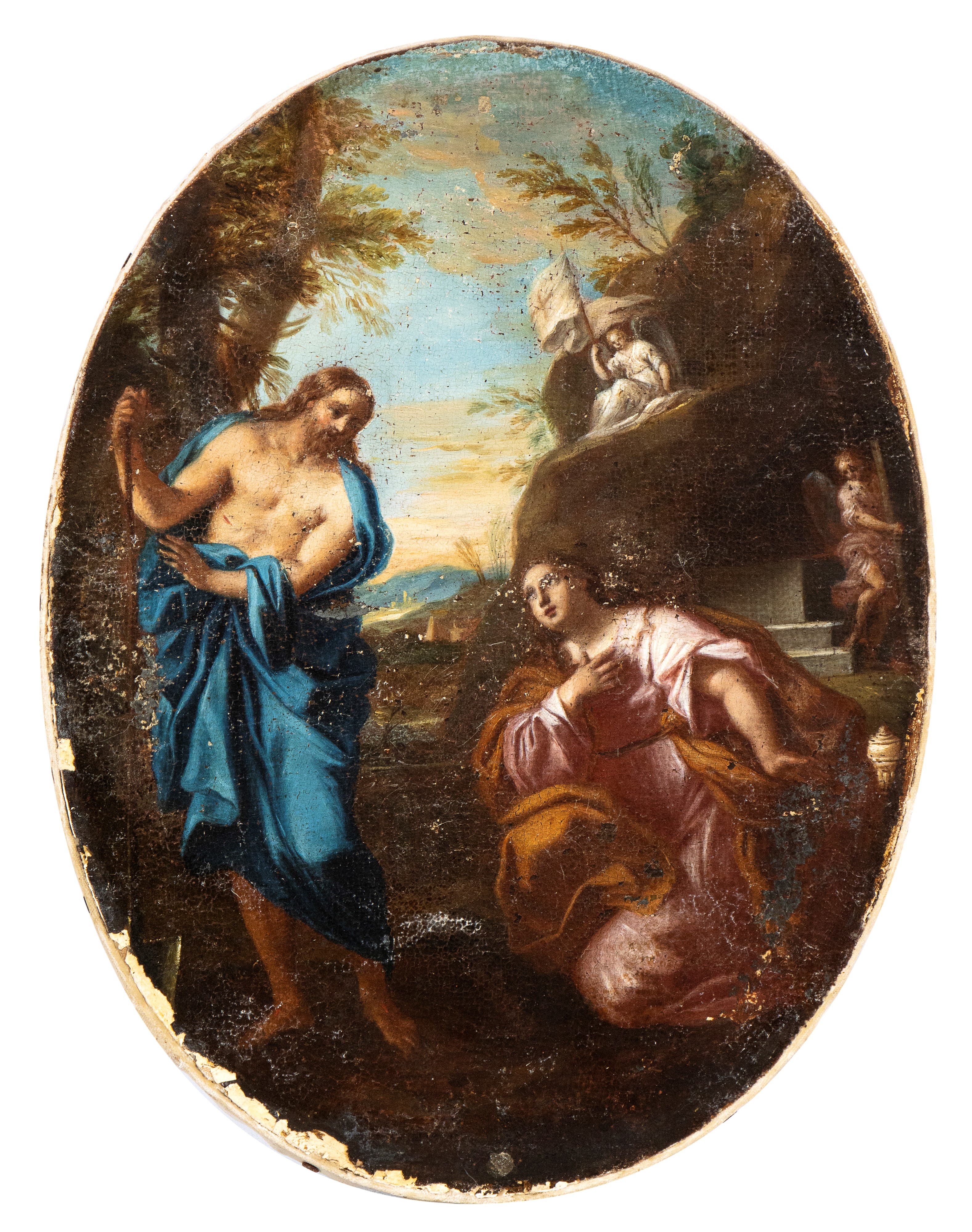 Artista Attivo a Roma, Prima Metà XVIII Secolo - A) Noli Me Tangere; B) Incontro a Emmaus. Coppia...