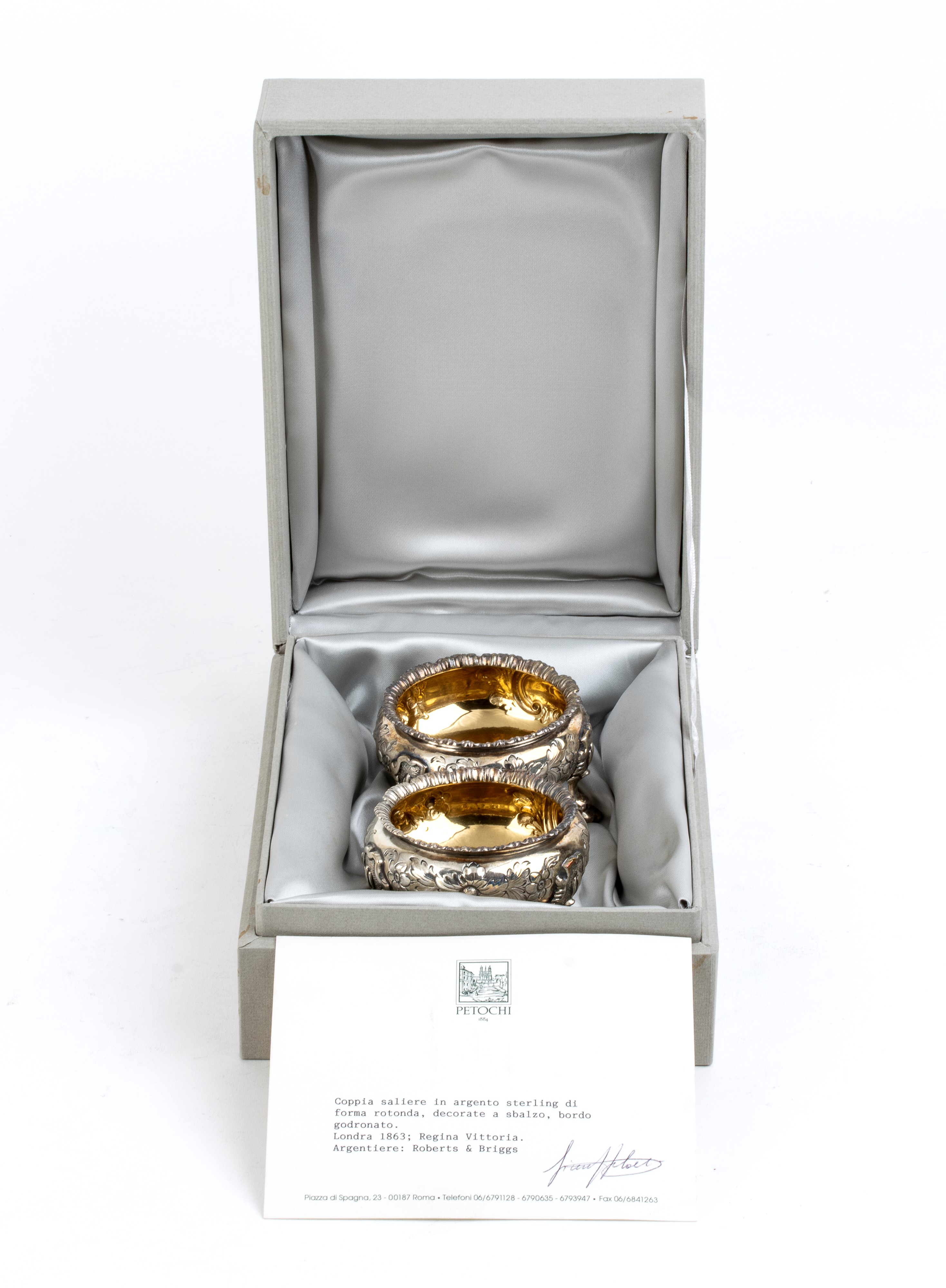 George John Richards & Edward Charles Brown - Coppia di Saliere Vittoriane Inglesi in Argento