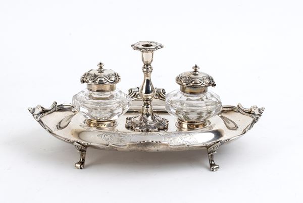 Henry Wilkinson &amp; Co - English Victorian sterling silver inkwell