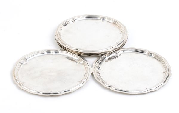 Set 6 piatti in argento - Italia metà XX secolo, argentiere Sandonà