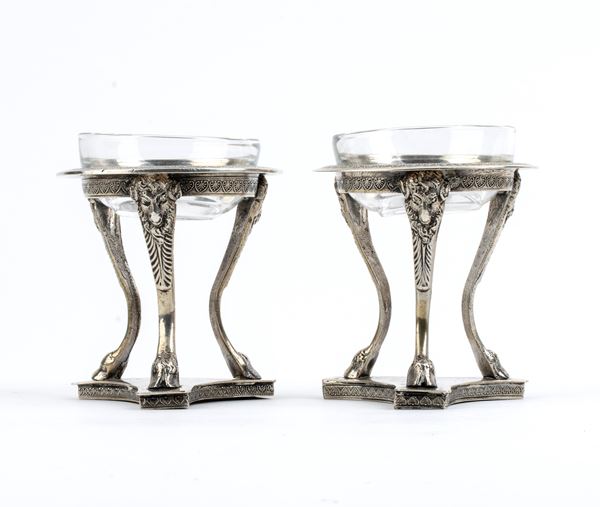 Two silver salt cellars - Italy 20th century