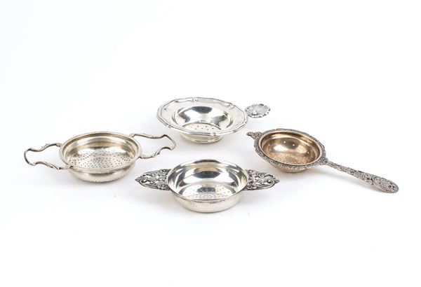 Four silver tea streiner - 20th century