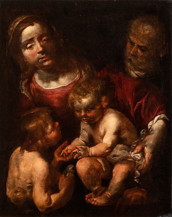 Artista toscano, XVII-XVIII secolo - Sacra Famiglia con San Giovannino