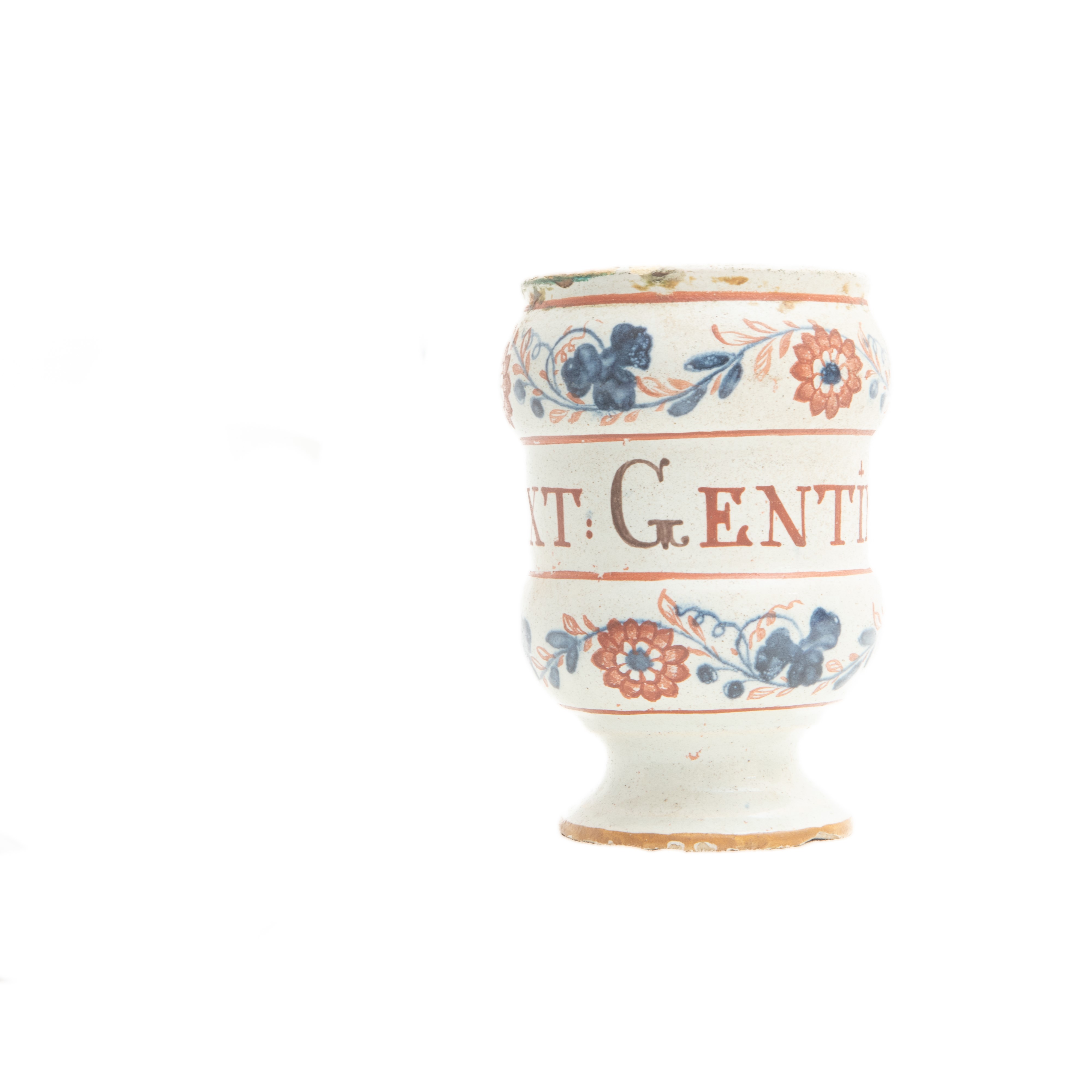 Lotto di Tre Albarelli in Ceramica Bianca e Blu