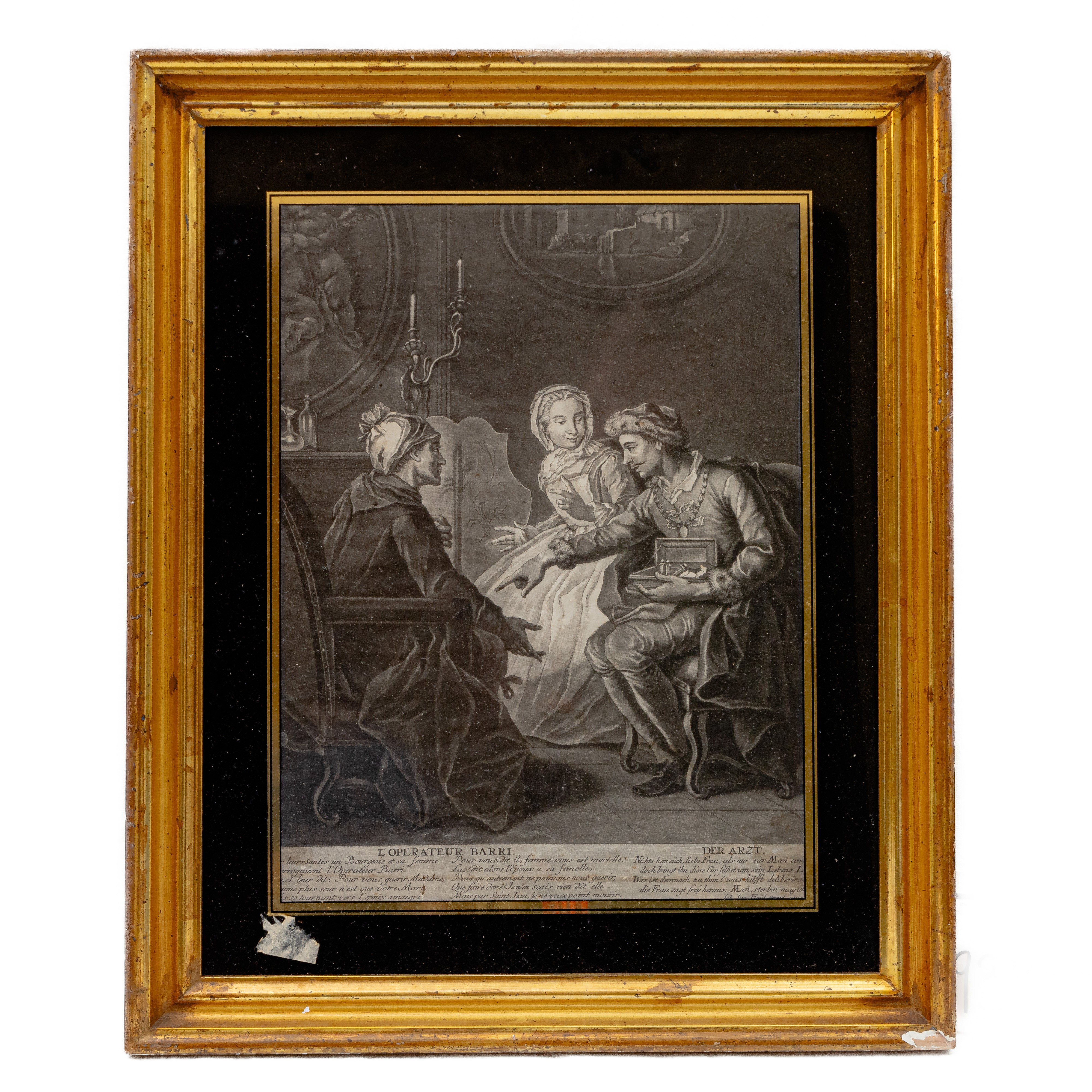 L' infanzia e il medico ,coppia di multipli in cornice sottovetro