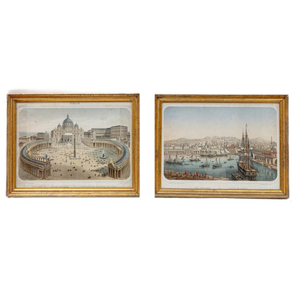 Lot of two multiples on paper with city views