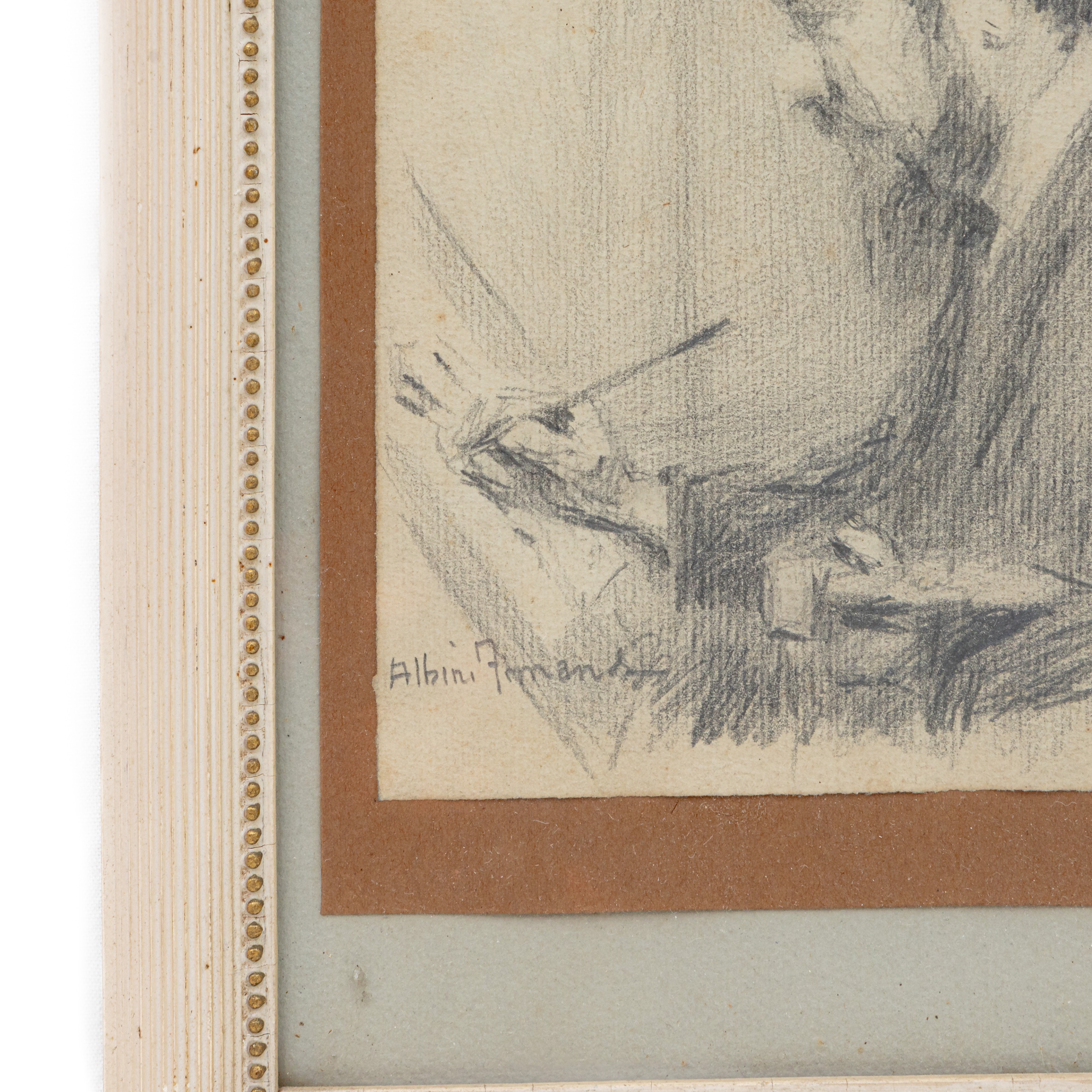 Ritratti virili, lotto di due disegni a matita scura su carta