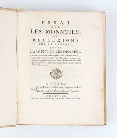 Dupre De Saint-maur (nicolas-francois). Essai Sur Les Monnoies Ou Reflexions Sue le Rapport Entre...