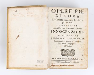 Piazza Carlo Bartolomeo. Opere Pie di Roma Descritte Secondo lo Stato Presente. Roma 1679