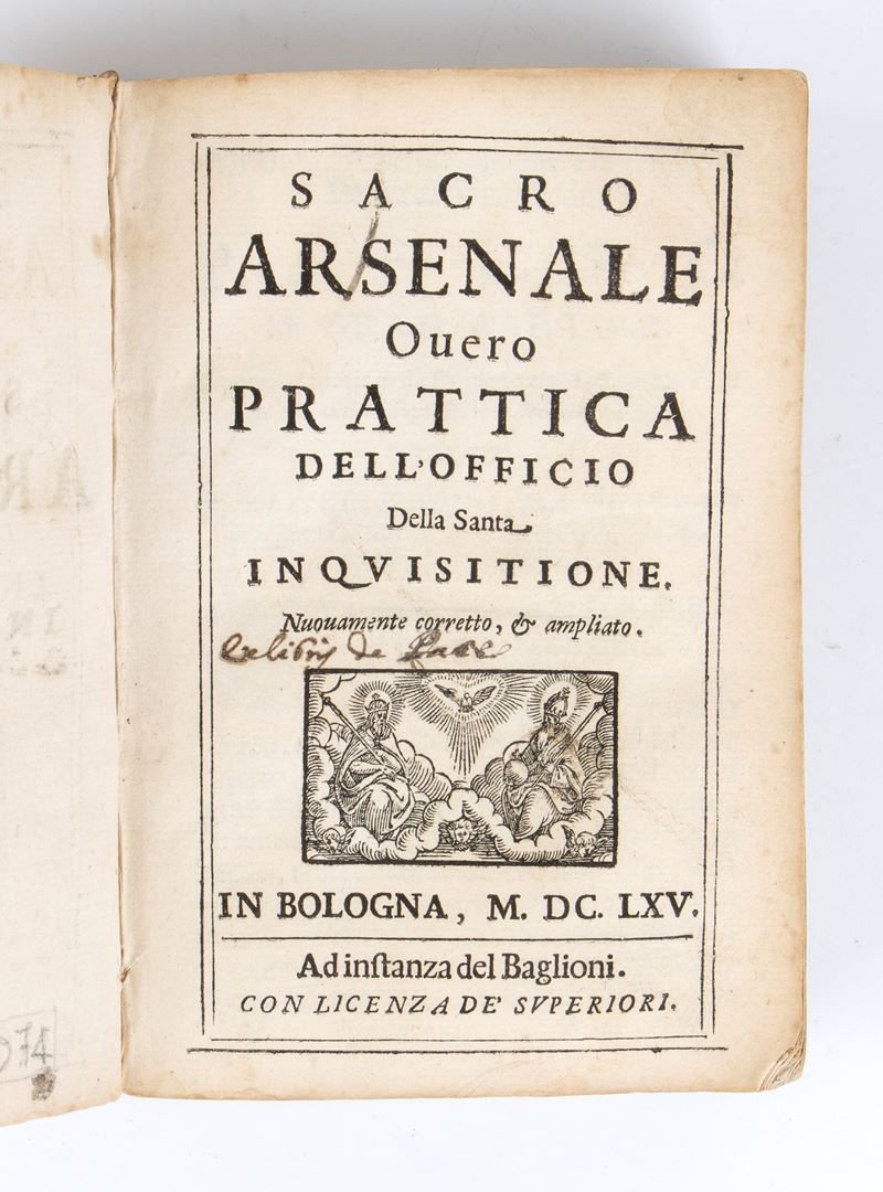 Masini Eliseo. Sacro Arsenale della Santa Inquisizione. Bologna, 1655