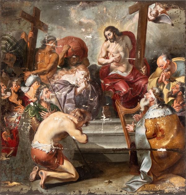 Artista fiammingo, XVII secolo - Cristo e i peccatori penitenti