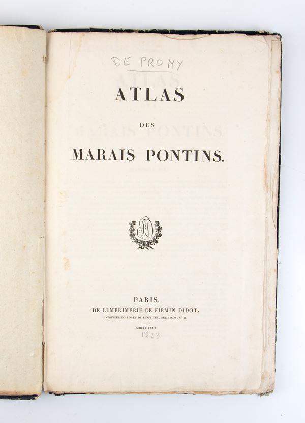 DE PRONY. DESCRIPTION HYDROGRAPHIQUE ET HISTORIQUE DES MARAIS PONTINS. Paris 1818-1823