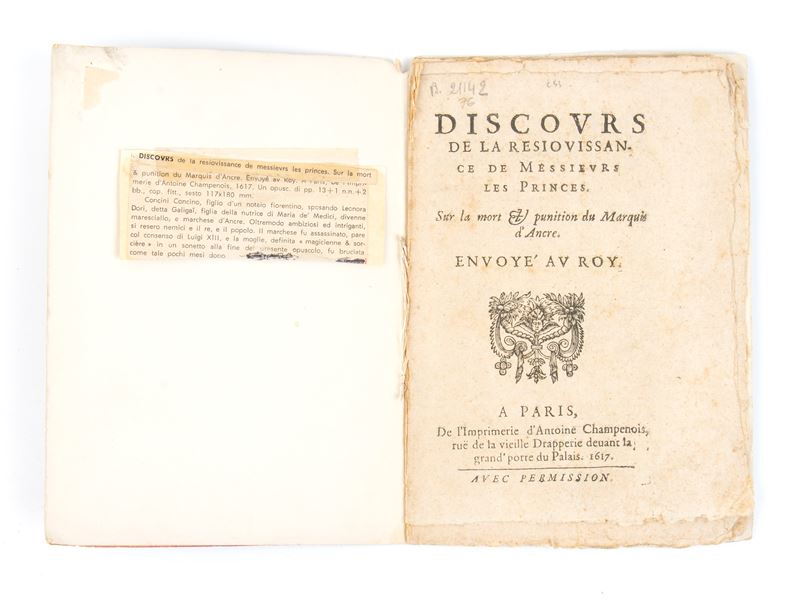 De Prony. Discours De la Resiovissance De Messieurs Les Princes. Paris 1617