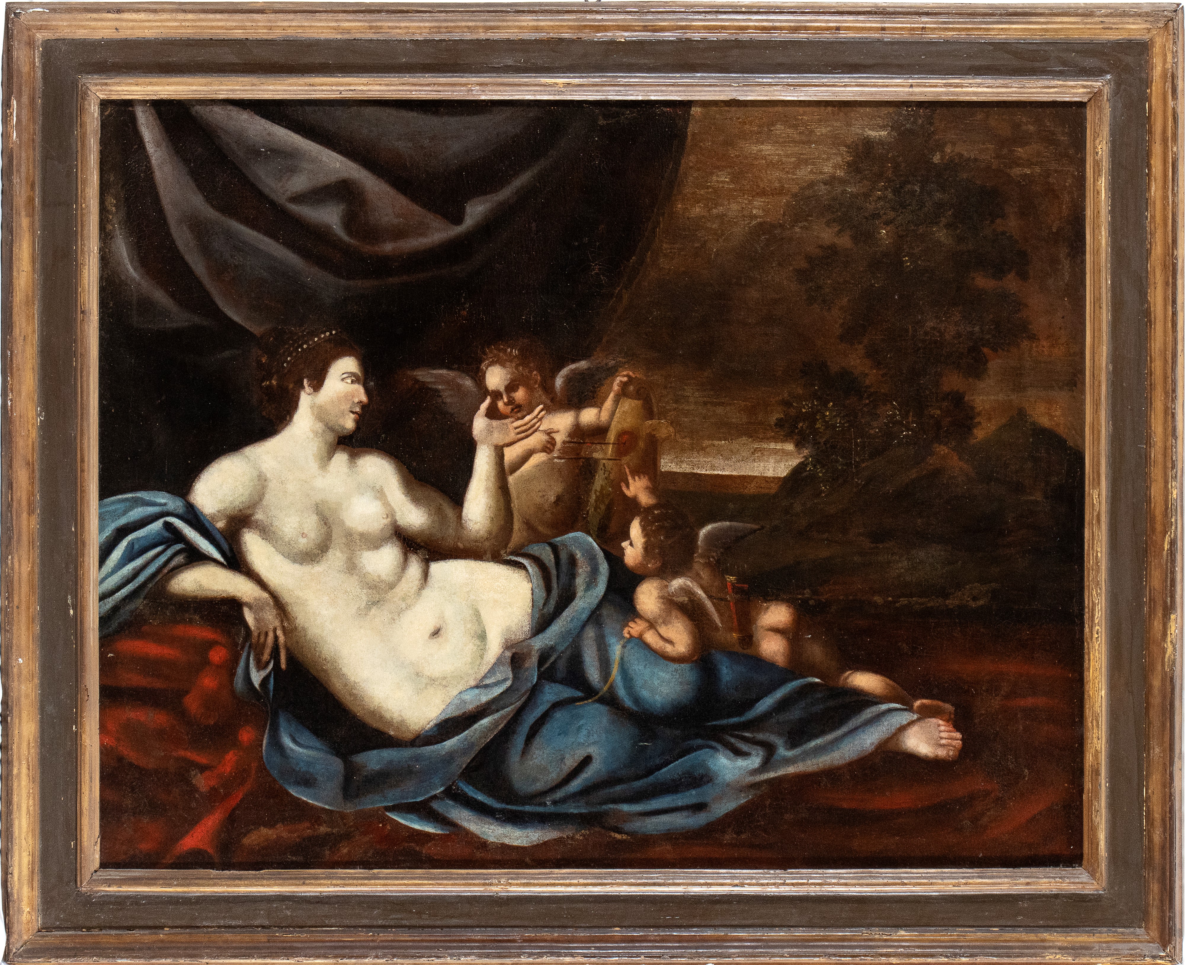 Artista Emiliano, XVIII Secolo - Venere e Amorini in un Paesaggio