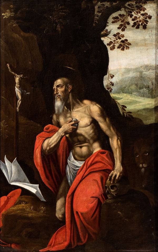 Artista fiammingo attivo in Italia, prima met&#224; XVII secolo - Penitent Saint Jerome