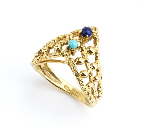 Lapislazuli turquoise gold ring 