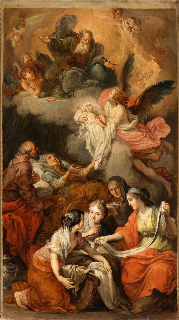 Scuola romana, XVIII secolo - The Birth of the Virgin
