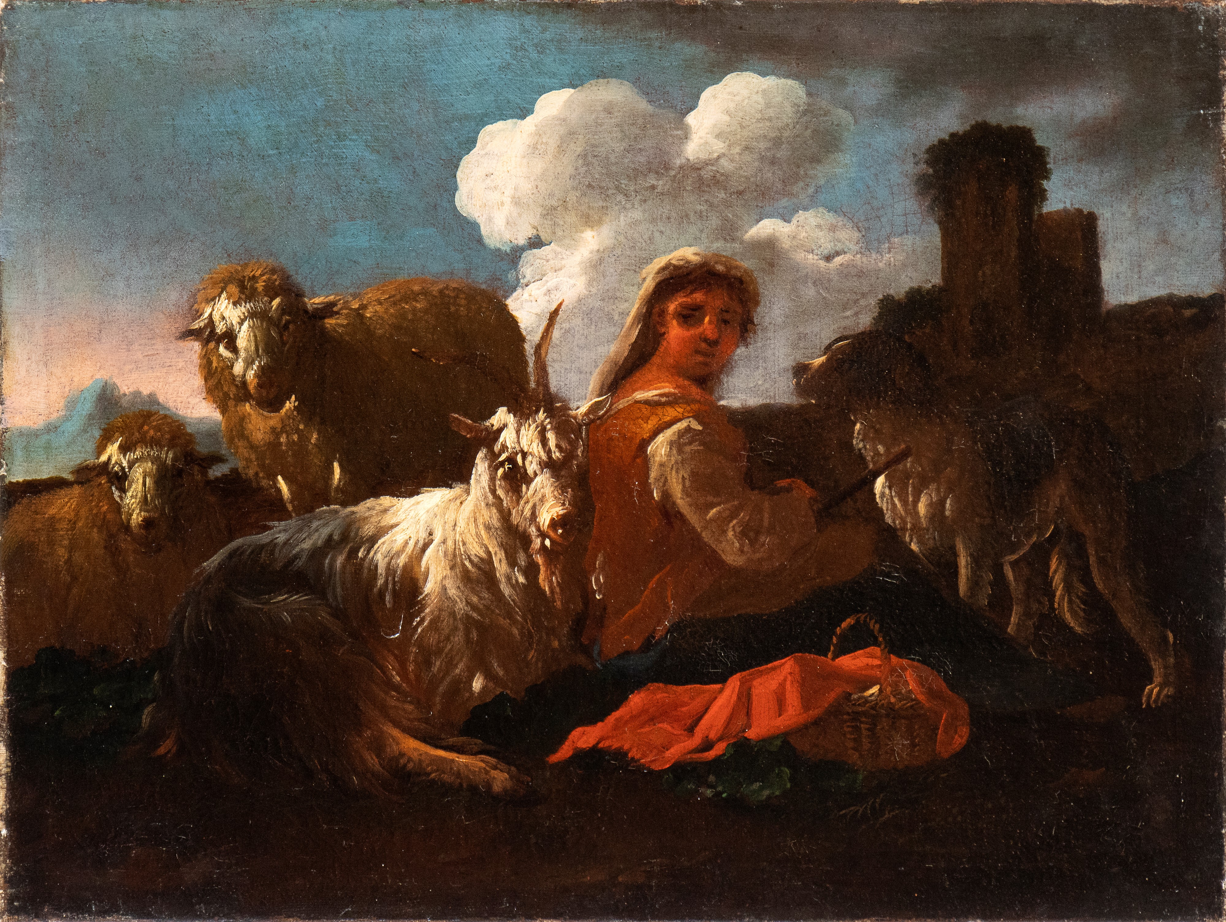 Philipp Peter Roos Rosa da Tivoli - A) Pastorella con Capre e Cane; B) Pastore con Capre e Cane. ...