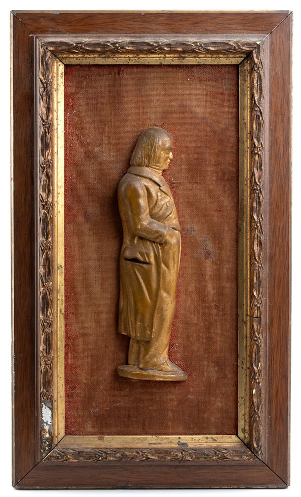 Bronze silhouette with wooden frame