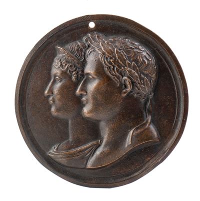Medaglione in Bronzo con i Busti di Napoleone e Giuseppina