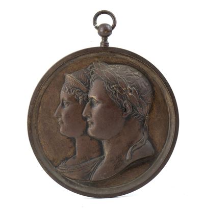 Medaglione in Bronzo con i Busti di Napoleone e Giuseppina
