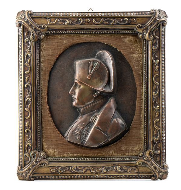 miniature with bronze bust of Napoleon in a contemporary bronze frame
