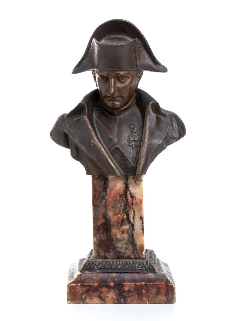 Busto in Bronzo di Napoleone i su Base Marmorea
