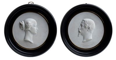 Coppia di Miniature Raffiguranti Napoleone III e L’imperatrice Eugenia,