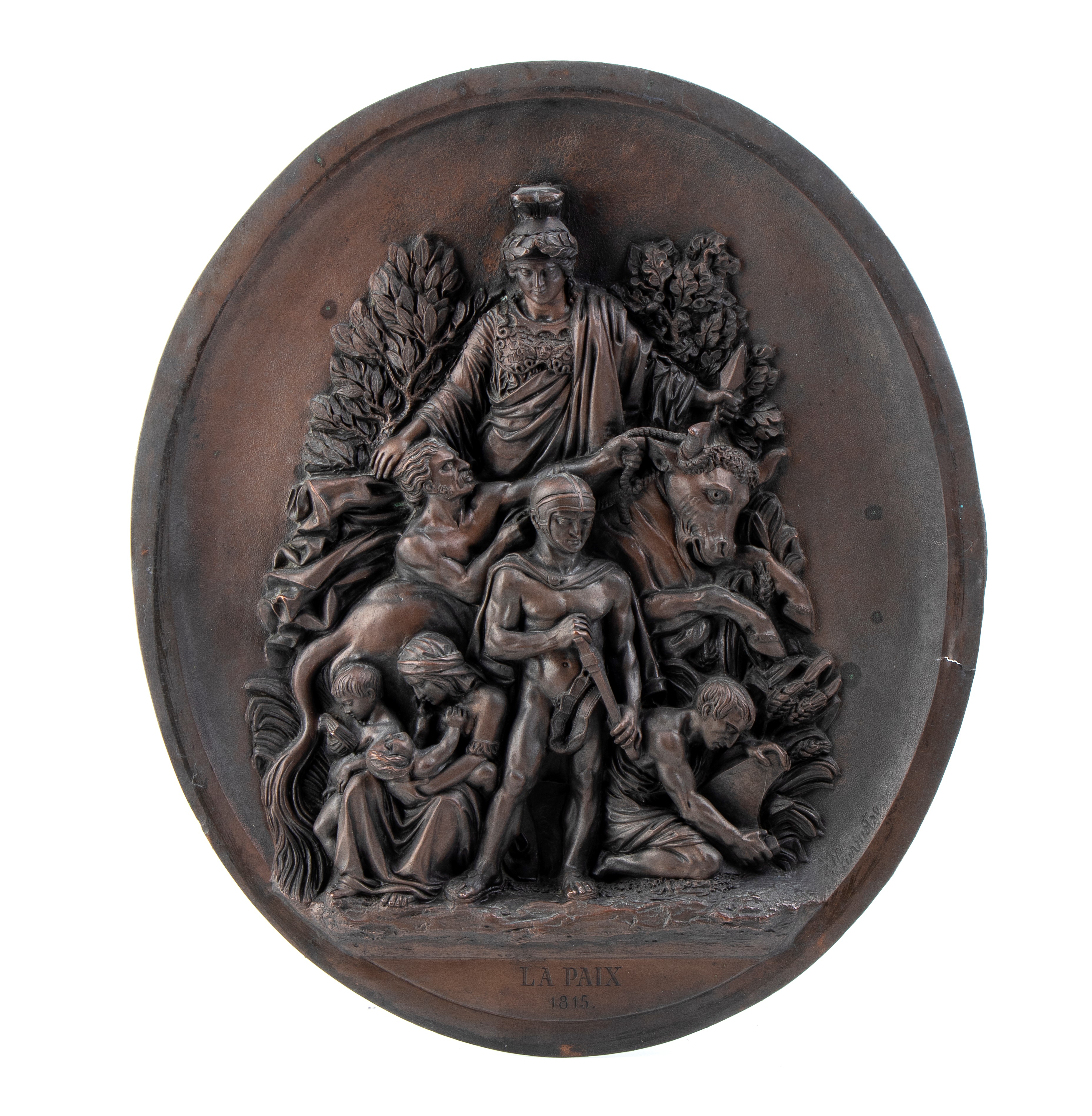 Coppia di Grandi Placche in Rame Realizzate in Galvanoplastica e Raffiguranti “la Résistance 1814...