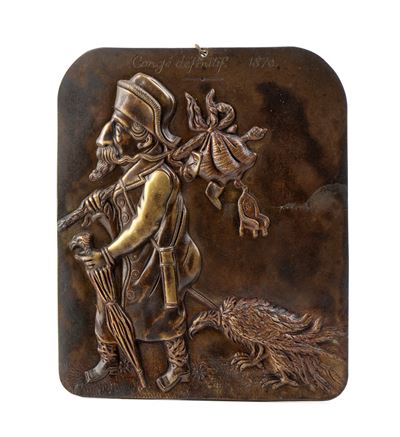 Placca in Bronzo Raffigurante il “congedo Definitivo” di Napoleone III Dopo la Sconfitta di Sedan...