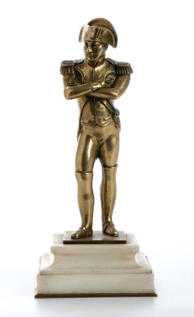 Piccolo Bronzo di Napoleone su Base in Marmo Bianco
