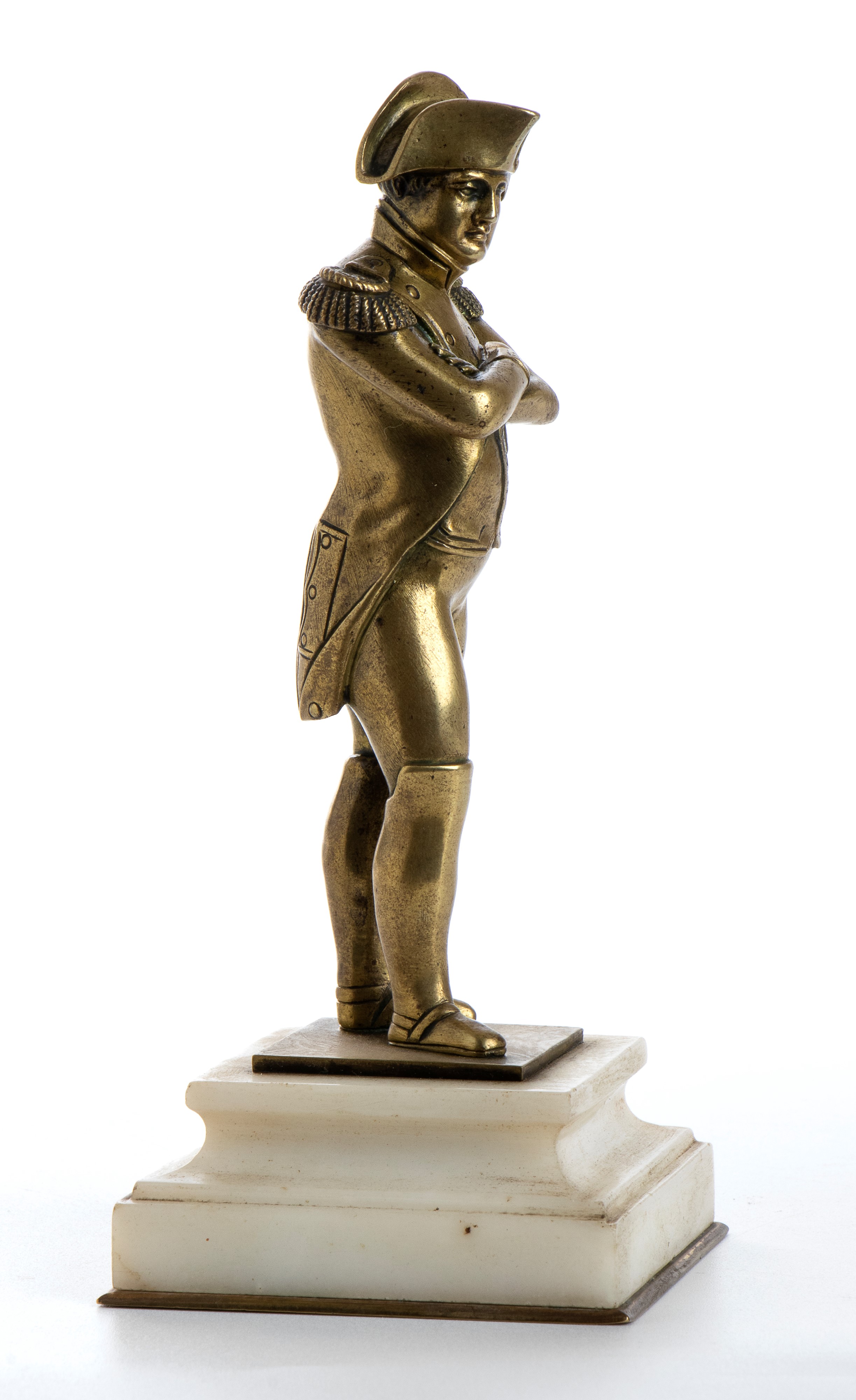Piccolo Bronzo di Napoleone su Base in Marmo Bianco