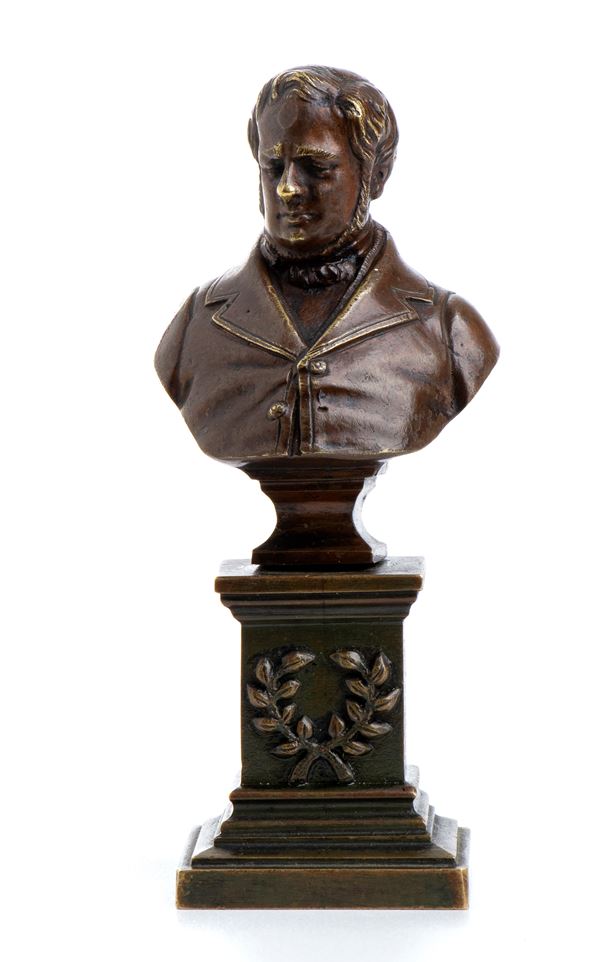 small bronze bust of Camillo Benso, count of Cavour